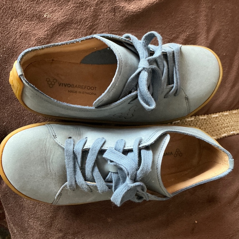 Vivo Barefoot Light Blue Sneakers with Tan Soles